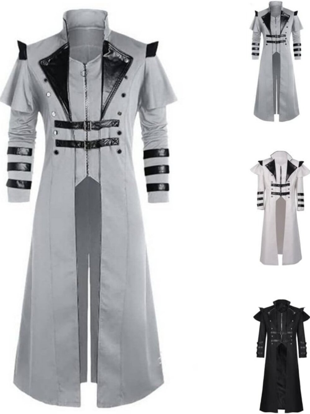 Gothic Victorian Steampunk Long Trench Coat - Vintage Double Breasted Jacket for